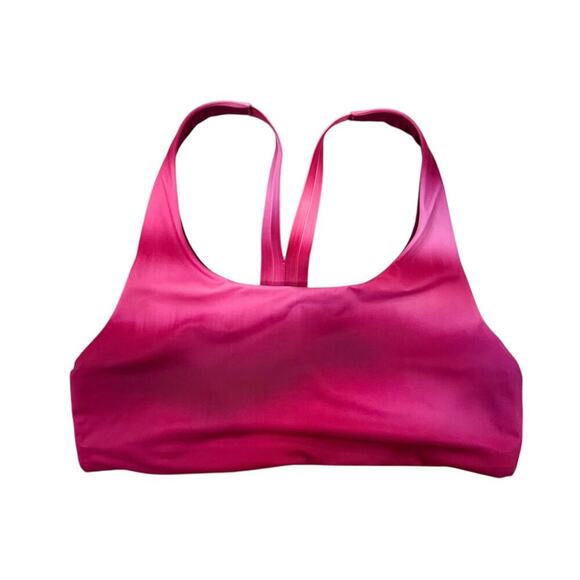 Athleta Malibu Bikini Top Medium Pink Surf Blur Fuchsia Activewear Racerback - Picture 4 of 4